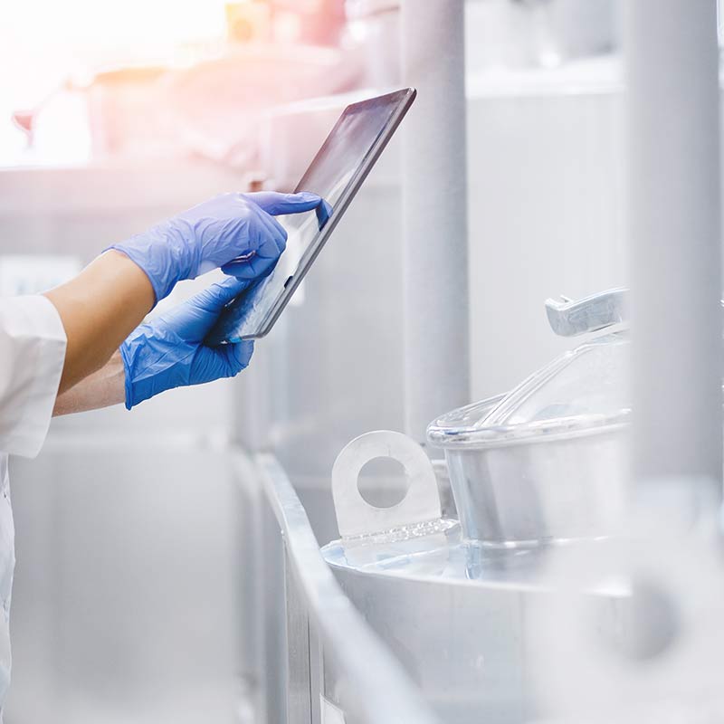 in dairy plant with tablet