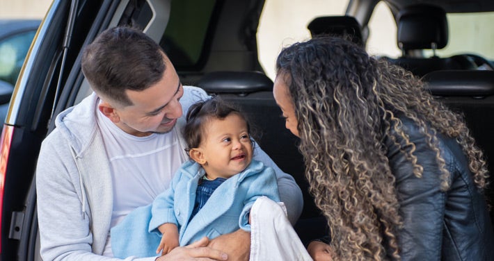 family in car