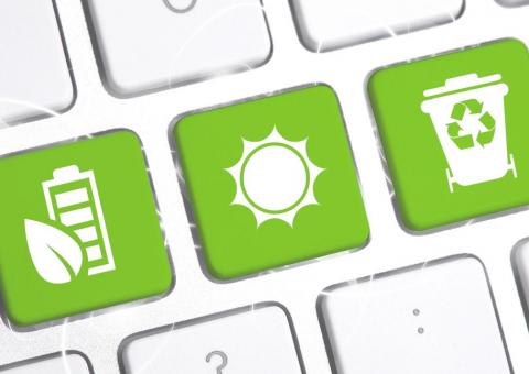 keyboard with three green buttons